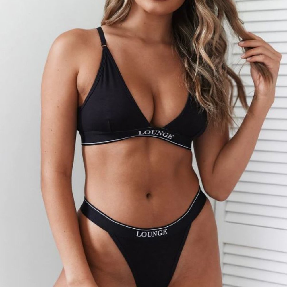 Lounge Underwear Minimal Triangle Bra & Thong Set